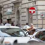 Rome - Taxi driver and traffic jam