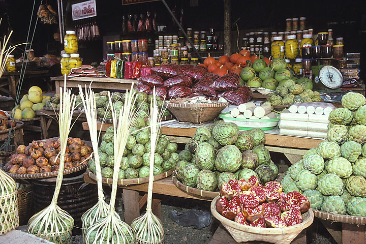 Marché aux fruits - Thaïlande - Ayuthaya - décembre 1992 - Thaïlande