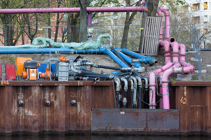 Pipes on the Spree River - Germany - Berlin - April 2015 - Graphical